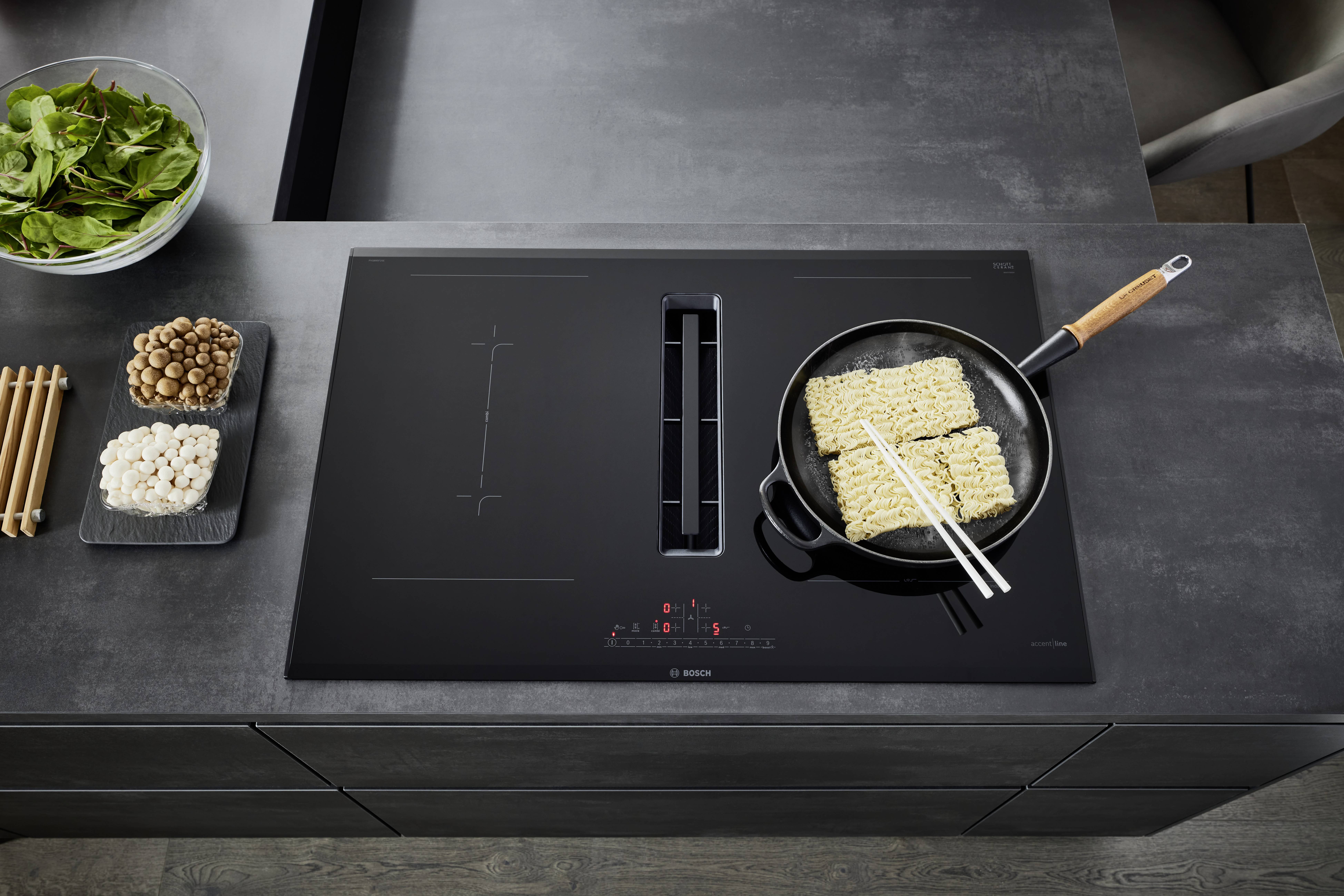 NOBILIA Japandi mit Bosch Geräten - Fokus auf Kochfeld